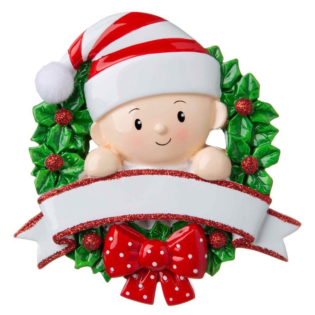 Baby In Wreath Personalised Christmas Decoration