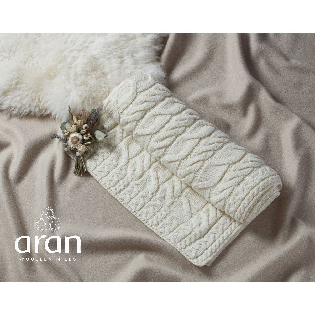 Cream Aran Cable Throw