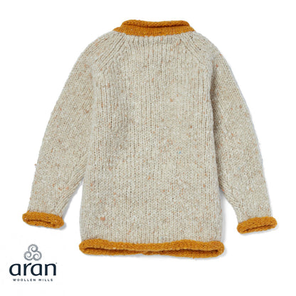 Kid's Roll Neck Orange and Oat Cardigan