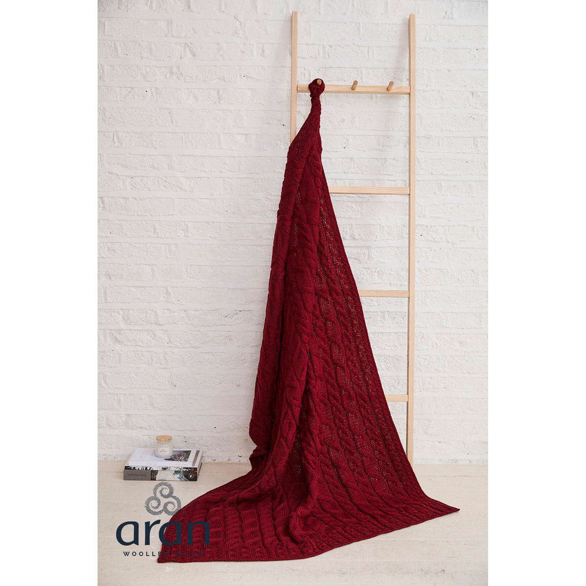 Rua Red Aran Cable Throw 