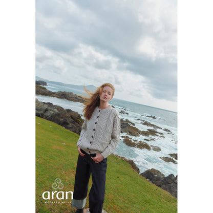 Women's Oat Handknit Aran Lumber Cardigan