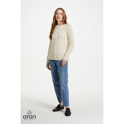 Women's Cream Multi Cable Raglan Aran Sweater