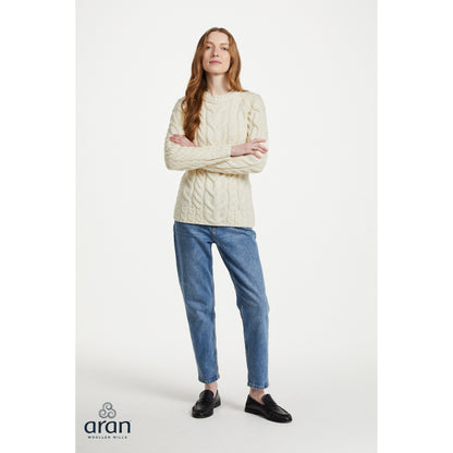 Women's Cream Multi Cable Raglan Aran Sweater