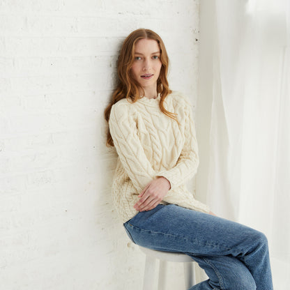 Women's Cream Multi Cable Raglan Aran Sweater