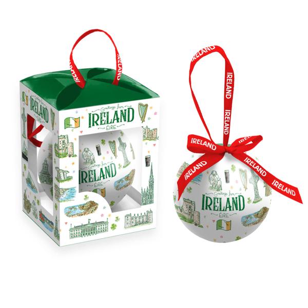 Ireland Christmas Ball Ornament with Ribbon