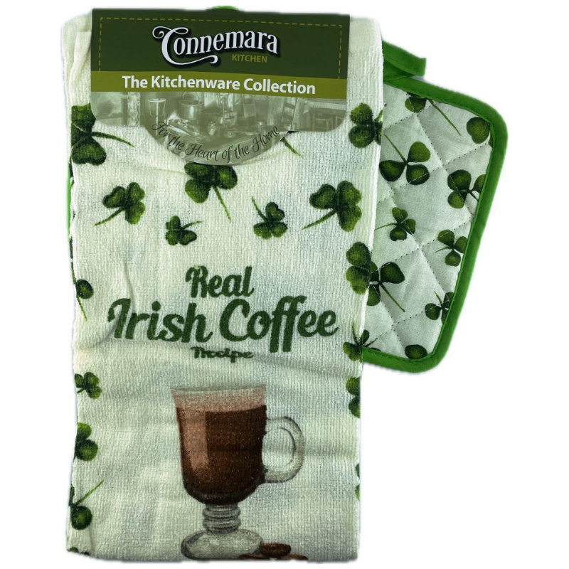 Irish Coffee Tea towel And Pot Holder Set