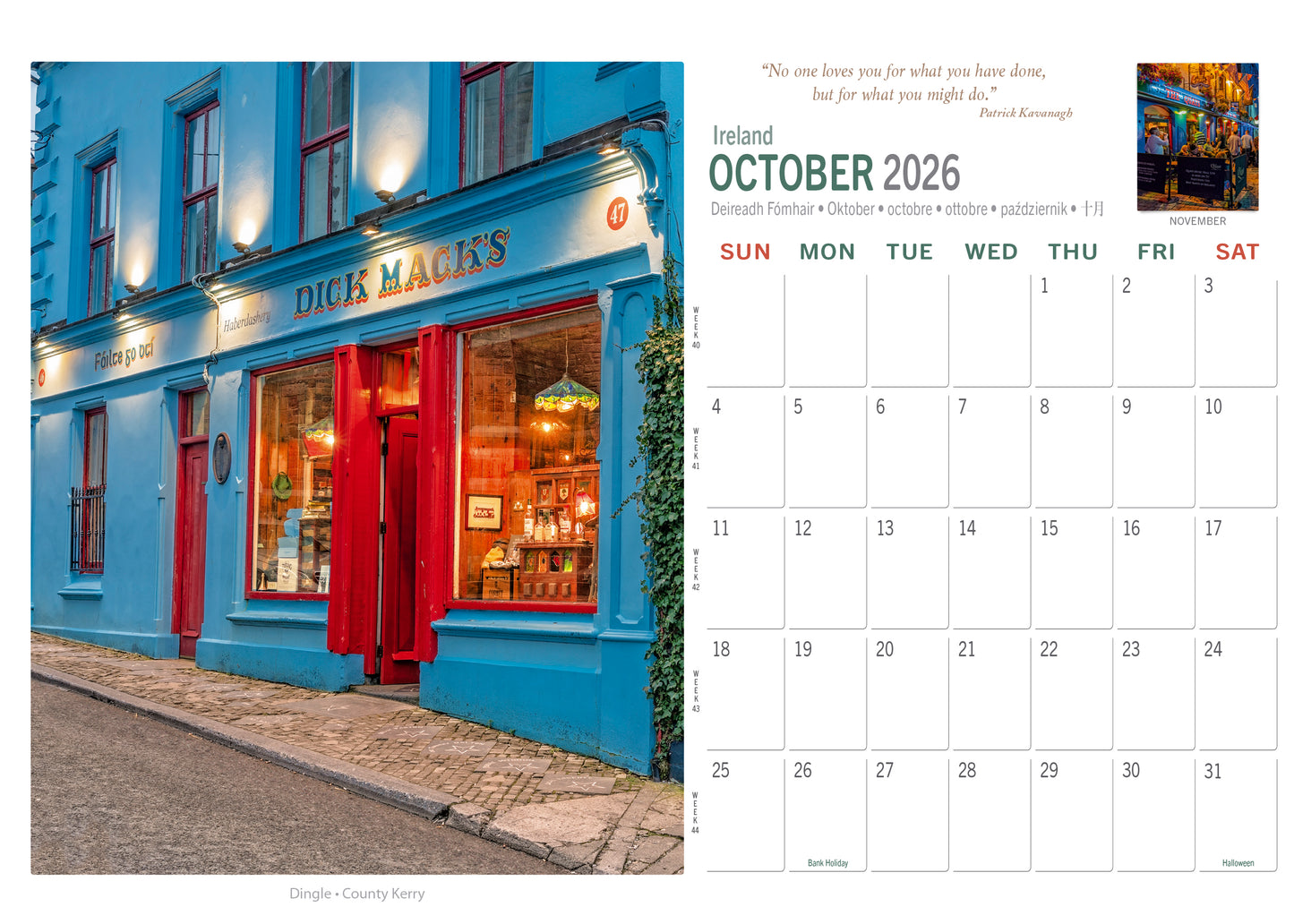 Irish Pubs Desk Calendar