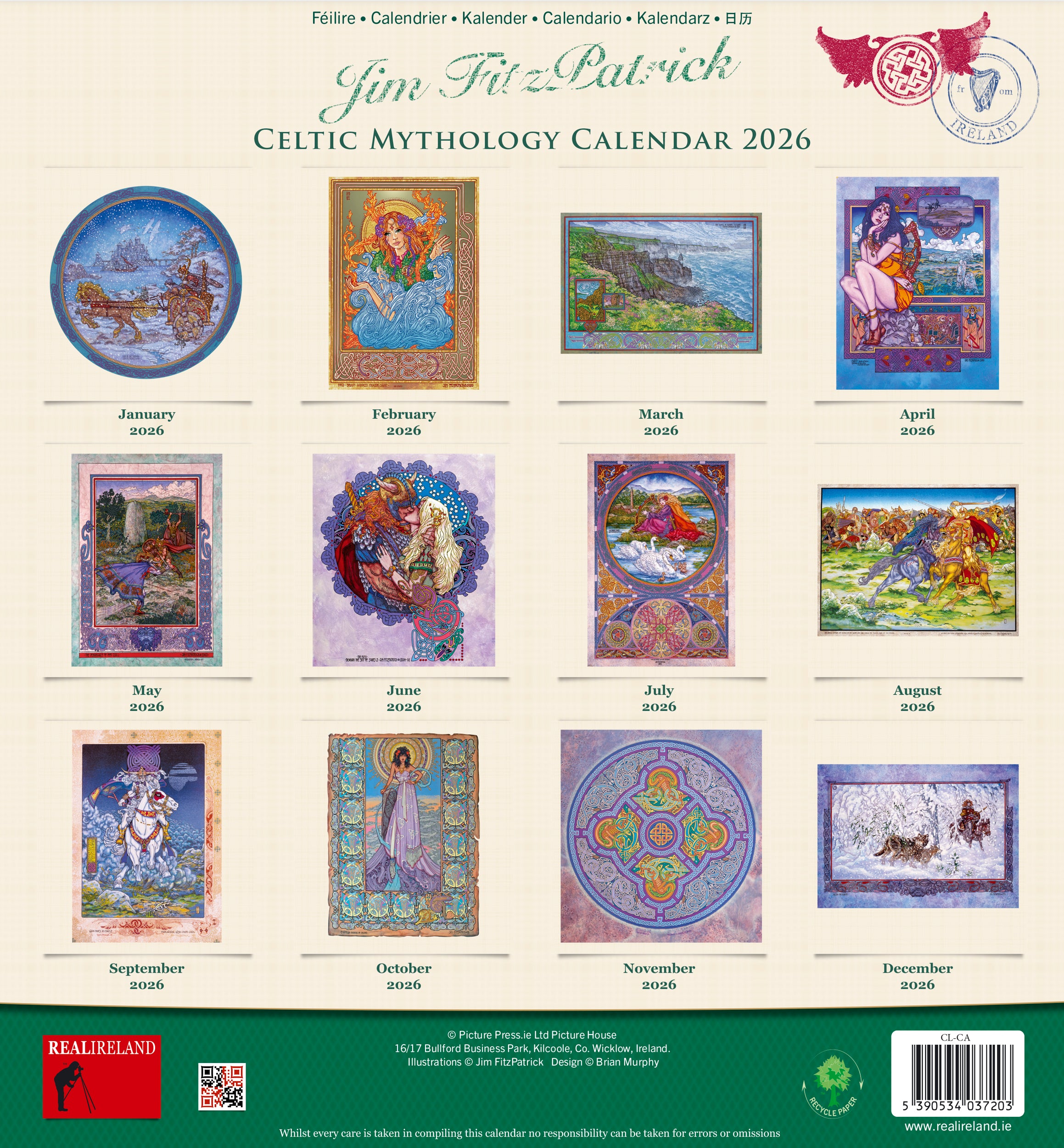 Celtic Mythology Large Calendar 2026 