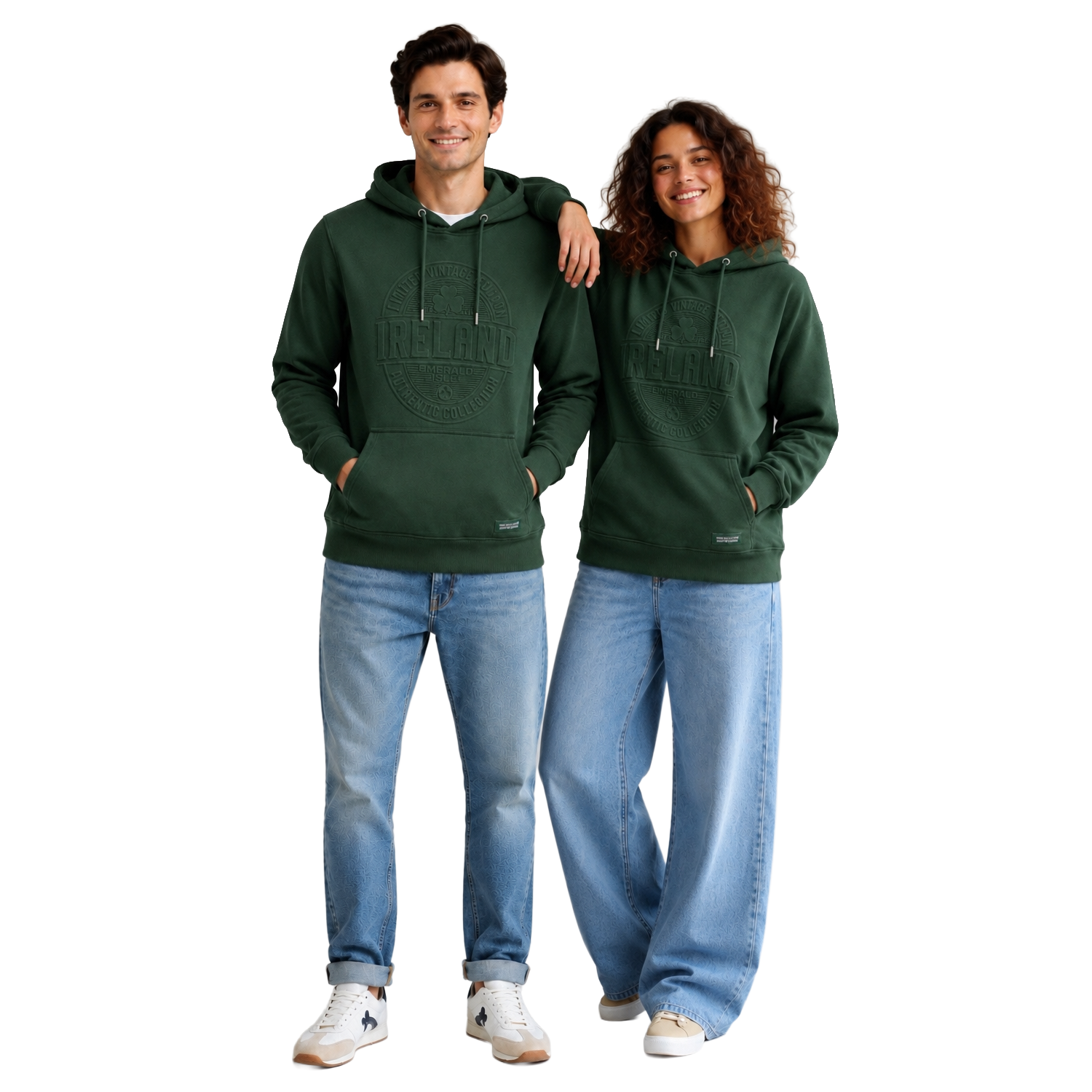 Ireland Limited Vintage Embossed Forest Green Unisex Hoodie 