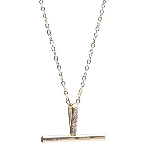 Gold T-Bar Pendant 