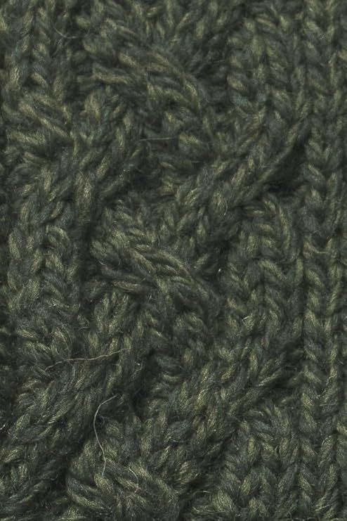 Women's Cable Knit Buttoned Cowl Neck Green Poncho