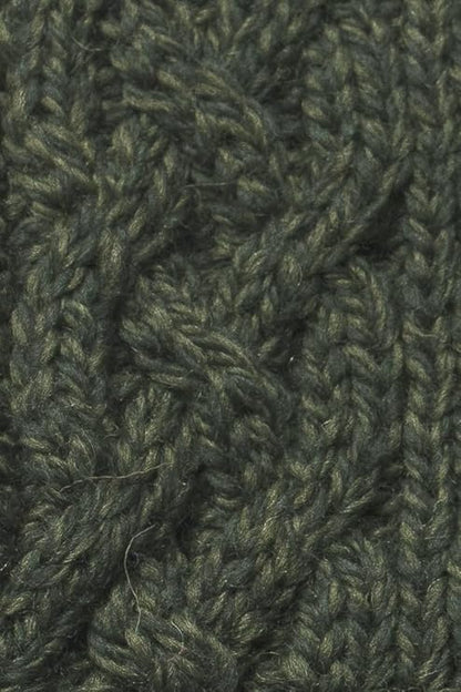 Women's Cable Knit Buttoned Cowl Neck Green Poncho