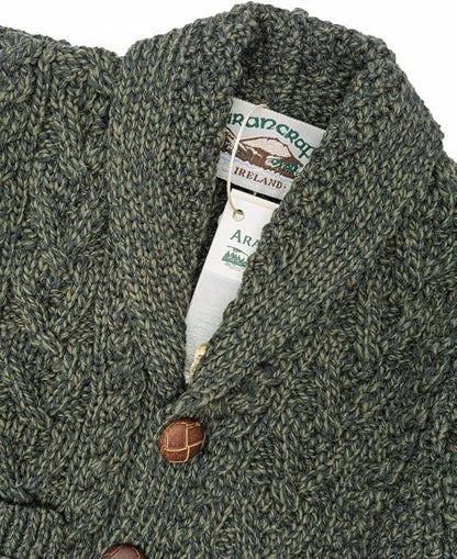 Kids Soft Cable Knitted Green Shawl Cardigan