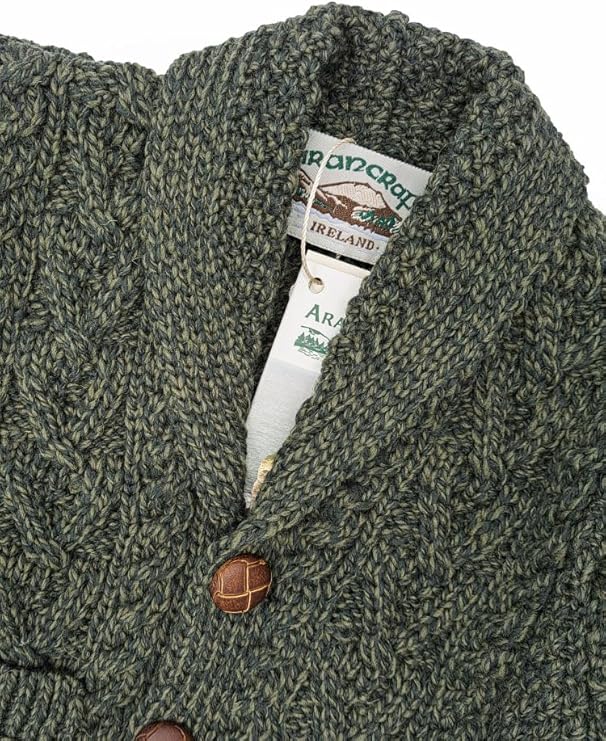 Kids Soft Cable Knitted Green Shawl Cardigan 