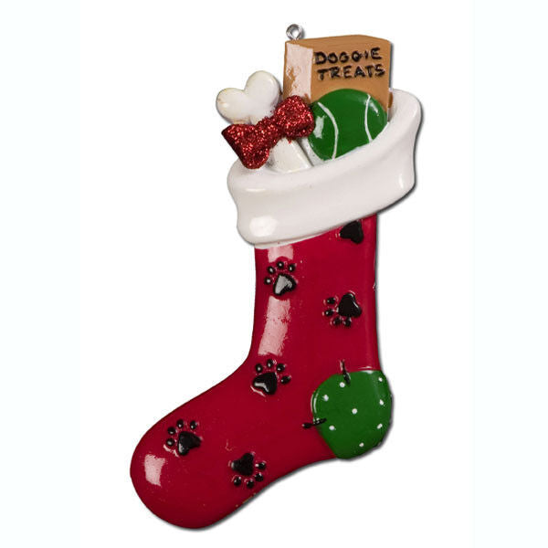 Doggy Treats In Christmas Stocking Personalised Decoration