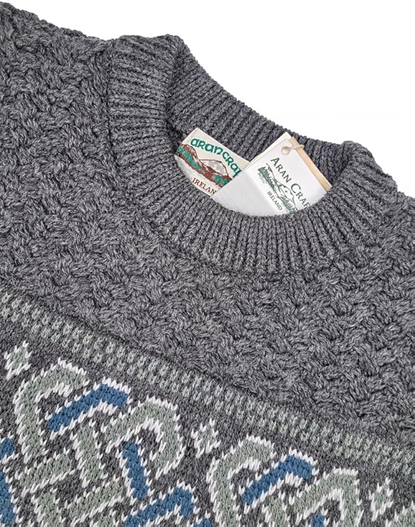 Unisex 100% Merino Wool Jacquard Charcoal Sweater