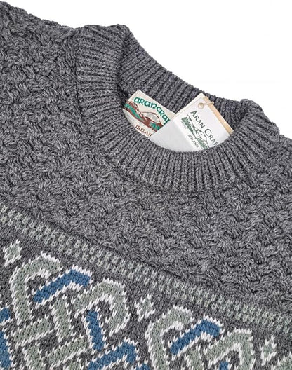Unisex 100% Merino Wool Jacquard Charcoal Sweater