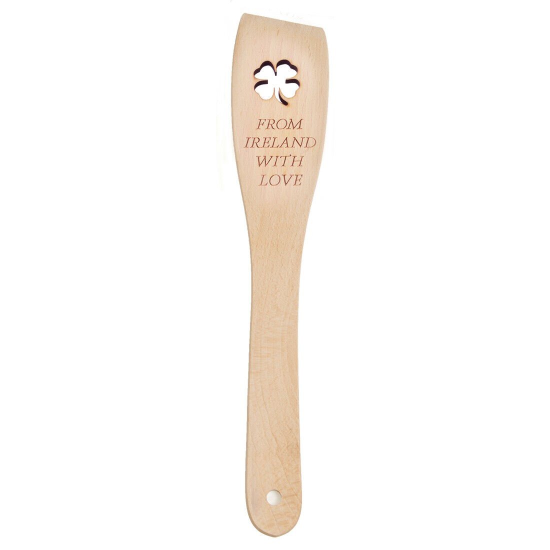 Clover-Shaped Hole Oak Wooden Spatula