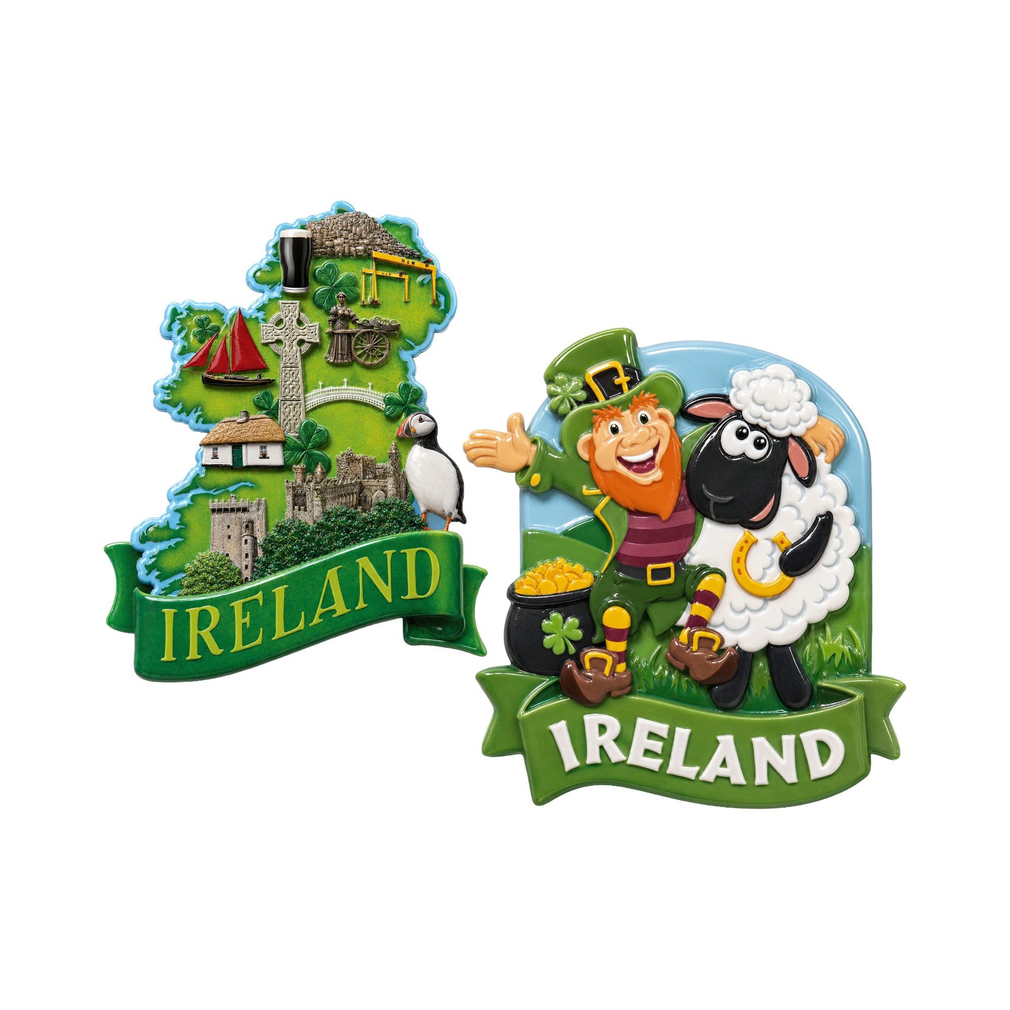 Ireland Resin Printed Magnets Set of Two