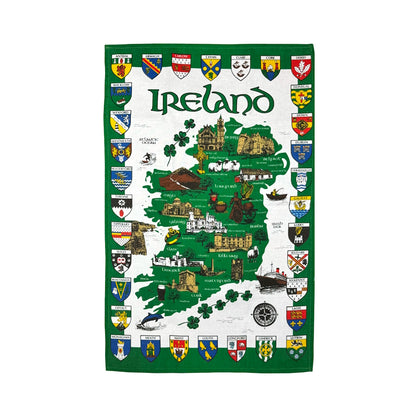 Ireland Map & County Shields Tea Towel