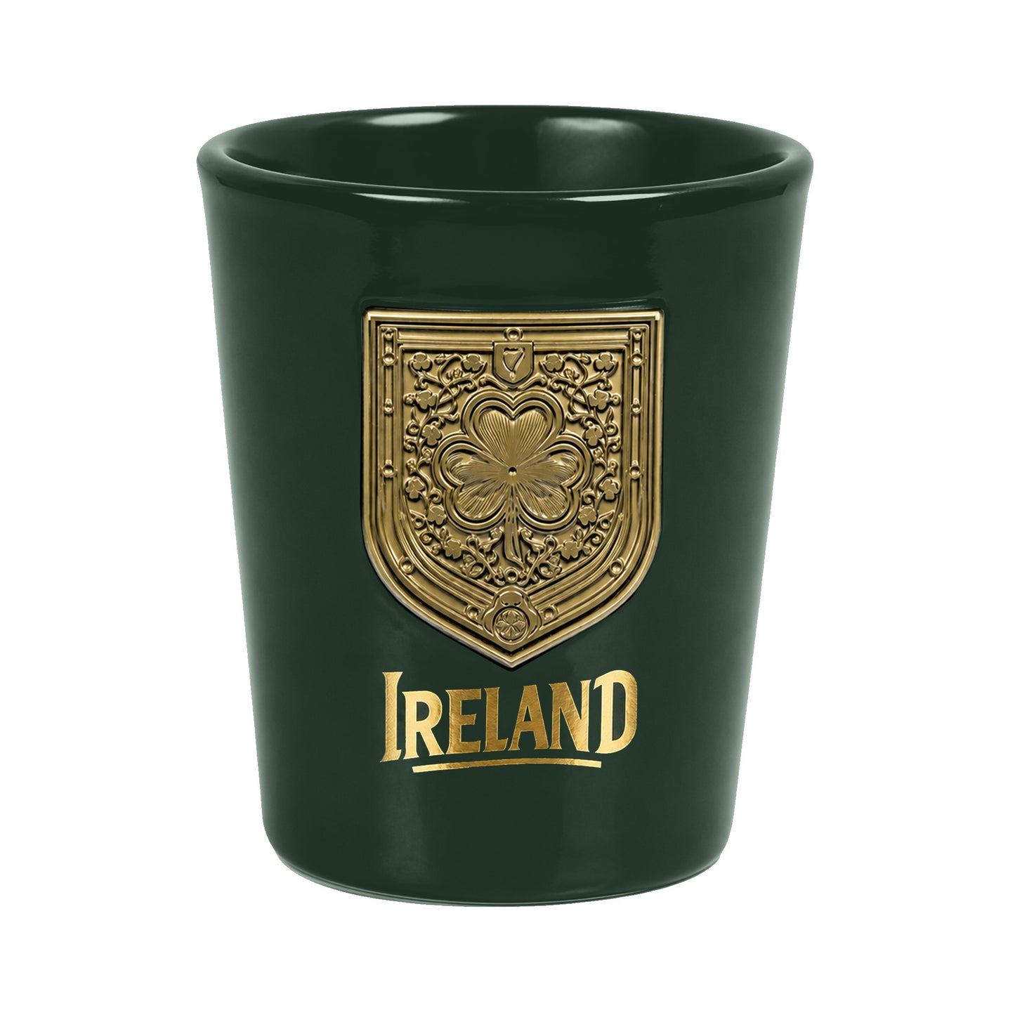 Irish Shamrock Ceramic Shot Glass Green