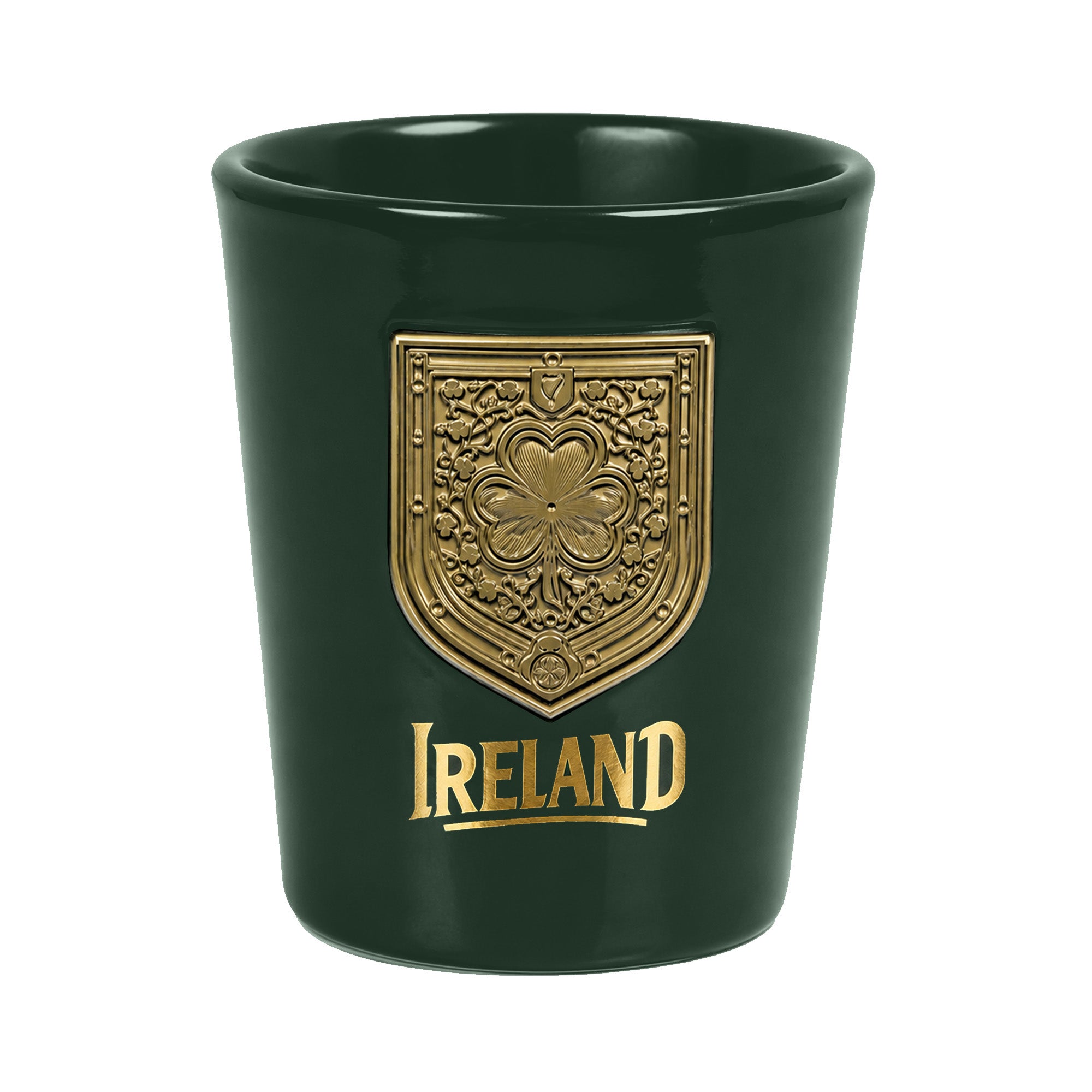 Irish Shamrock Ceramic Shot Glass Green