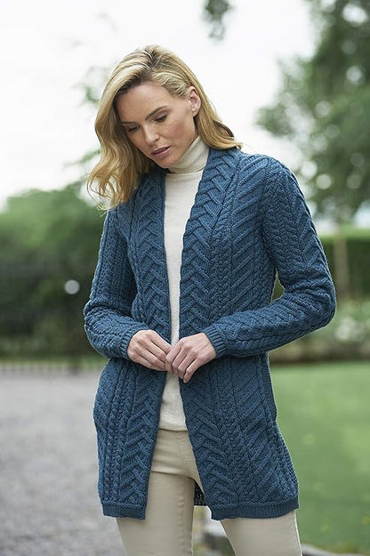 Women's Edge to Edge Cardigan Teal Coat