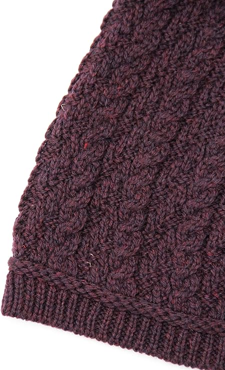 Women's Cable Knit Soft Collar 3 Button Damson Coat