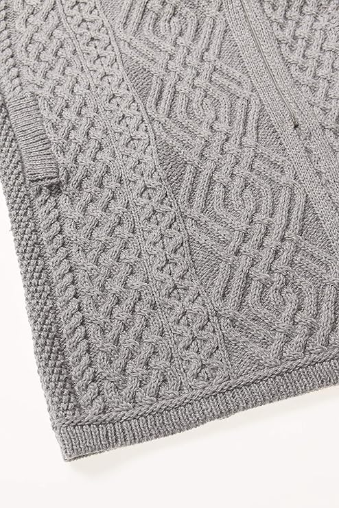 Women's Irish Soft Cable Knitted Side Zip Grey Coat