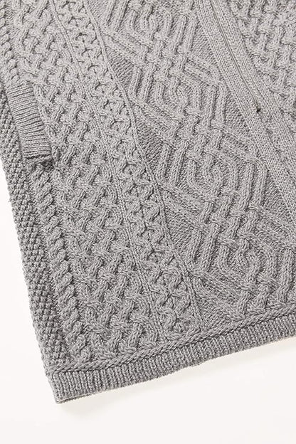 Women's Irish Soft Cable Knitted Side Zip Grey Coat