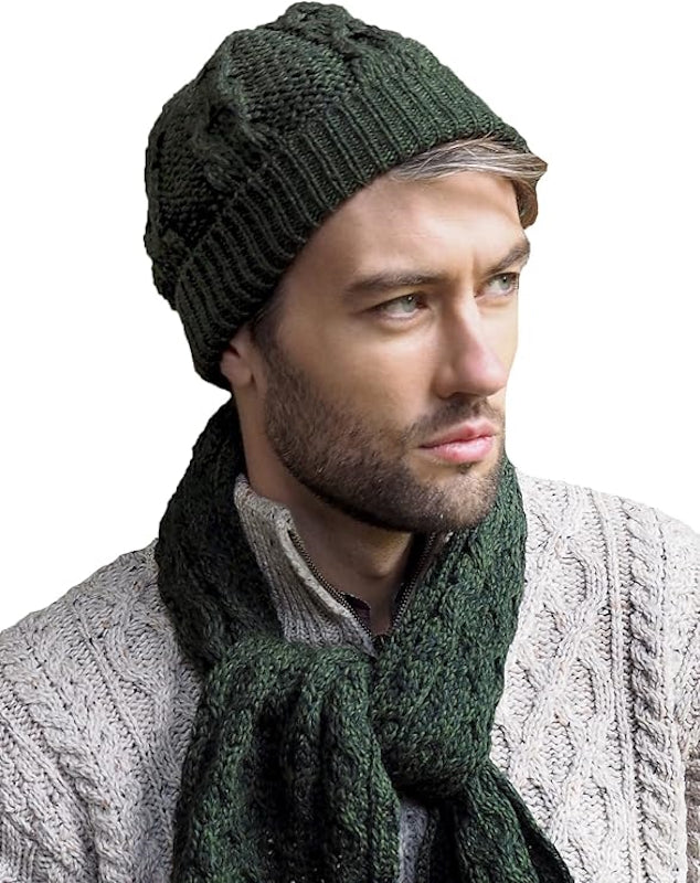 Men's Merino Wool Honeycomb Green Hat