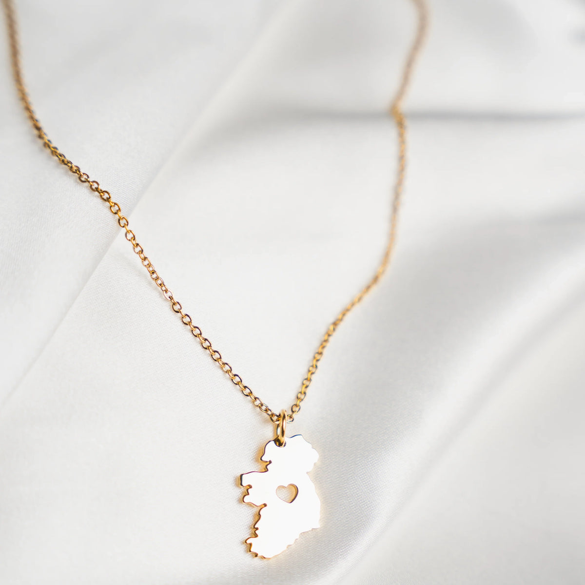 Ireland Heart Map Gold Necklace