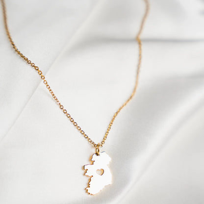 Ireland Heart Map Gold Necklace