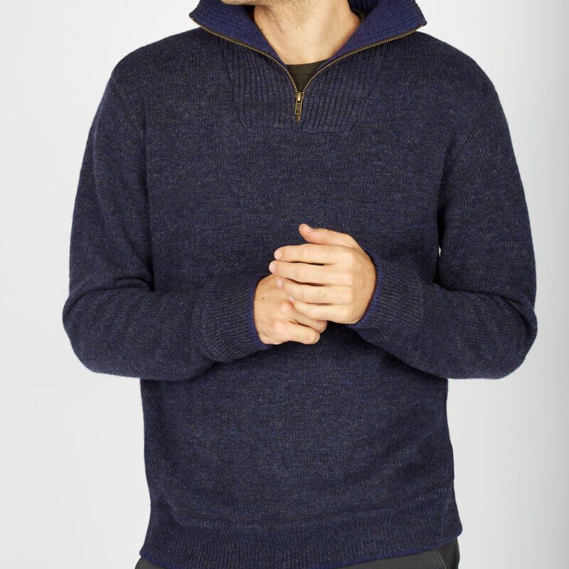Lambswool Half Zip Knit Jumper Marl Navy 