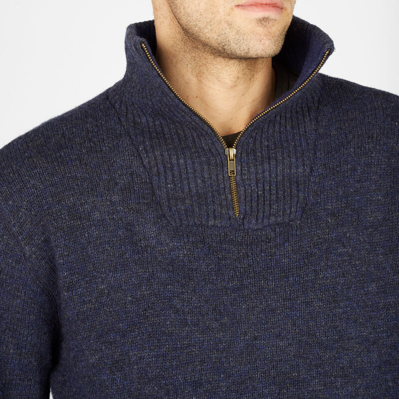 Lambswool Half Zip Knit Jumper Marl Navy