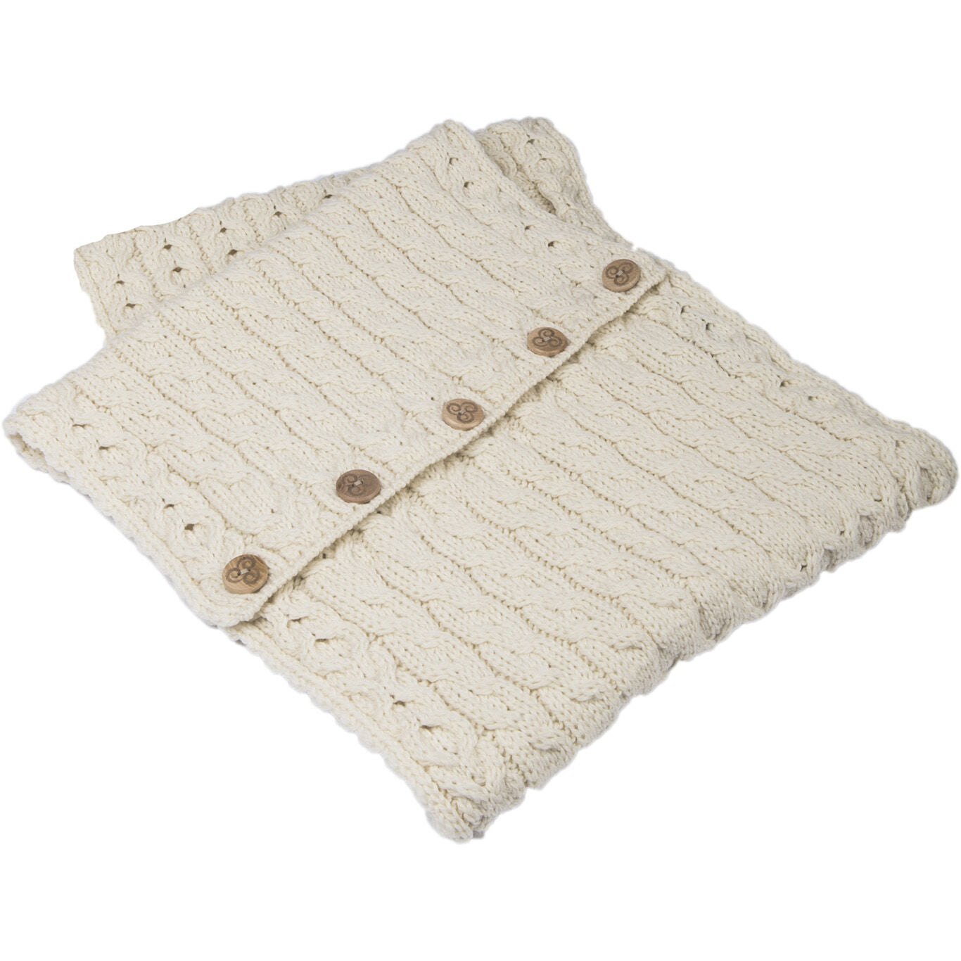 Ladies Buttoned Aran Natural Snood Scarf 