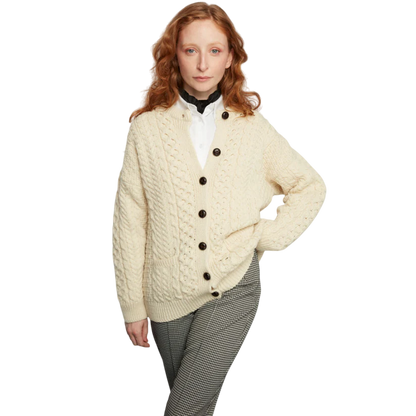Ladies Aran Lumber Natural Cardigan