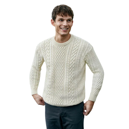 Men's Cuileann Aran Crew Neck Natural Jumper