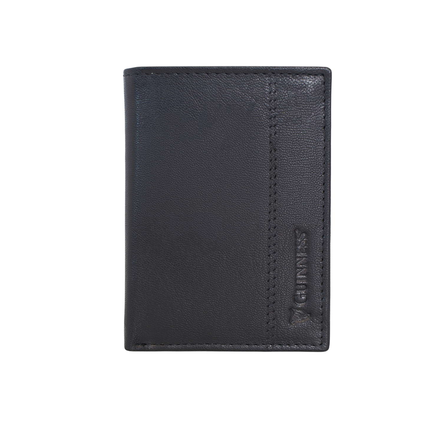 Guinness six slot black leather card wallet in landscape orientation