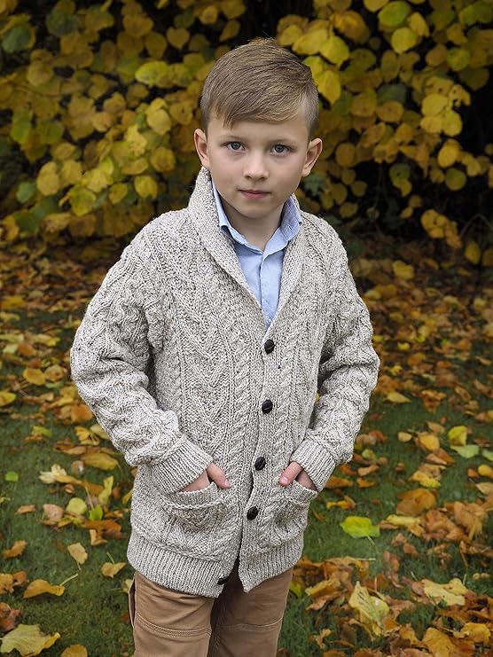 Childrens Merino Wool Oatmeal Cardigan 