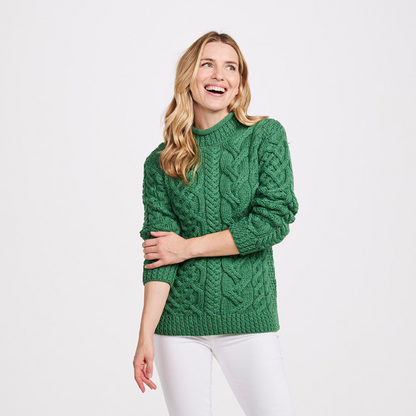 Ladies Asymmetrical Roll Neck Green Jumper