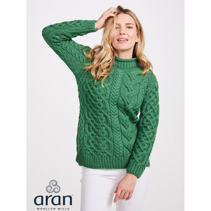 Ladies Asymmetrical Roll Neck Green Jumper