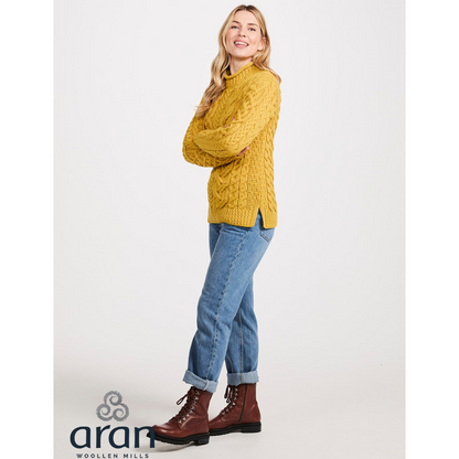 Ladies Asymmetrical Roll Neck  Mustard Jumper