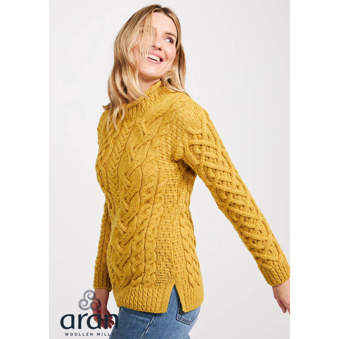 Ladies Asymmetrical Roll Neck  Mustard Jumper
