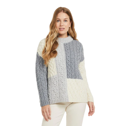 Ladies Three Colour Patchwork Jumper