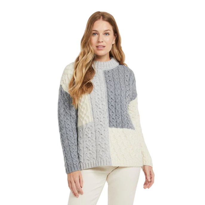 Ladies Three Colour Patchwork Jumper