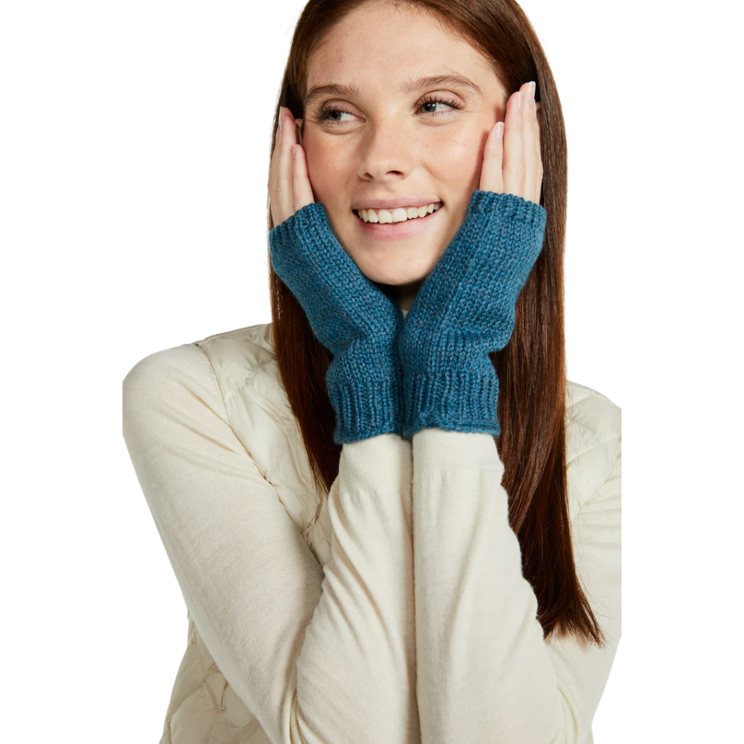 Ladies Nepped Wool Teal Fingerless Mitts