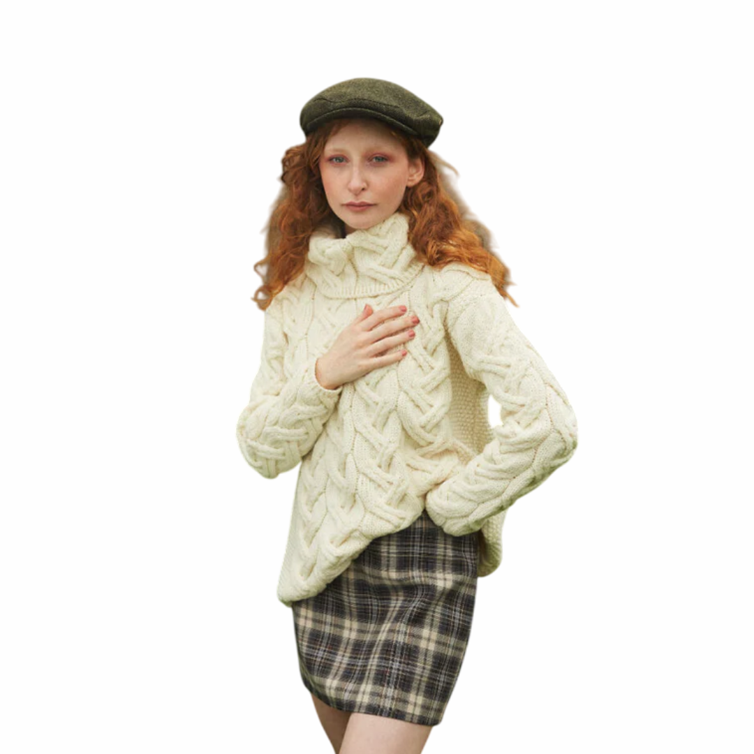 Ladies Chunky Cable Cowl Natural Jumper