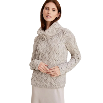 Ladies Chunky Cable Aran Oatmeal Jumper