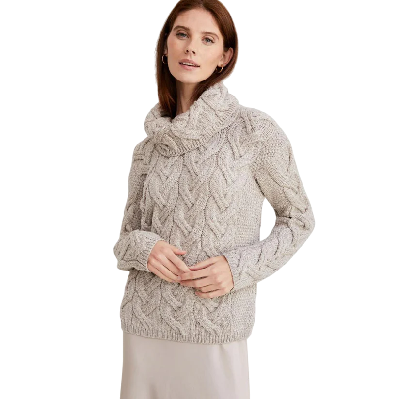 Ladies Chunky Cable Aran Oatmeal Jumper